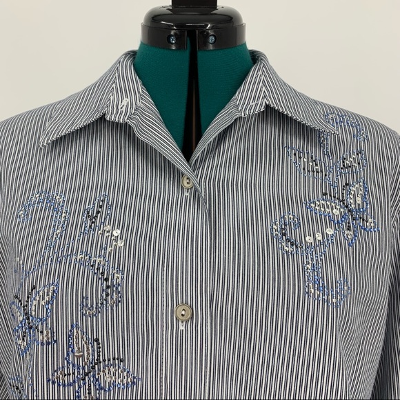 Alfred Dunner 3/4 Sleeve Embellished Top 14 Petite - Picture 2 of 16